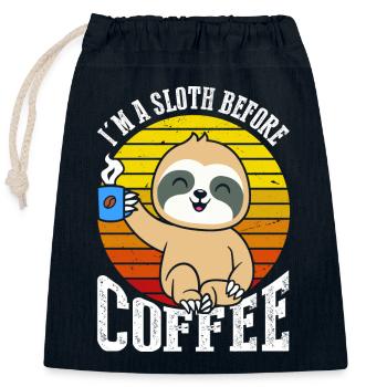 Ich Bin Ein Faultier Vor Dem Kaffee Im Retro - Verschließbarer Geschenkbeutel aus Baumwolle (25x30cm) - Navy - Vorne