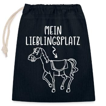 Reiten Pferd Reiterin Reitsport Lieblingsplatz - Verschließbarer Geschenkbeutel aus Baumwolle (25x30cm) - Navy - Vorne
