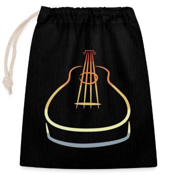 Retro Ukulele Skizze - Verschließbarer Geschenkbeutel aus Baumwolle (25x30cm) - Schwarz - Vorne