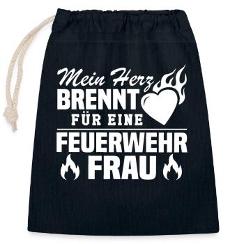Mein Herz brennt für eine Feuerwehrfrau - Verschließbarer Geschenkbeutel aus Baumwolle (25x30cm) - Navy - Vorne