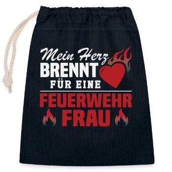 Mein Herz brennt für eine Feuerwehrfrau - Verschließbarer Geschenkbeutel aus Baumwolle (25x30cm) - Navy - Vorne