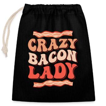 Crazy Bacon Lady Jambon Viande de porc - Sac cadeau en coton avec cordon (25 x 30 cm) - noir - Devant
