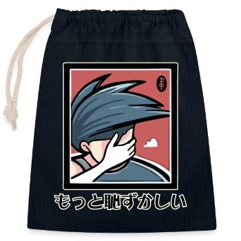 Anime Tarot: もっと恥ずかしい, der Peinliche - Verschließbarer Geschenkbeutel aus Baumwolle (25x30cm) - Navy - Vorne
