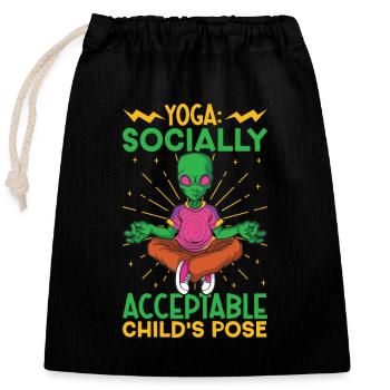 Yoga, Pleine conscience, Pratique, Méditation, Manifestation - Sac cadeau en coton avec cordon (25 x 30 cm) - noir - Devant