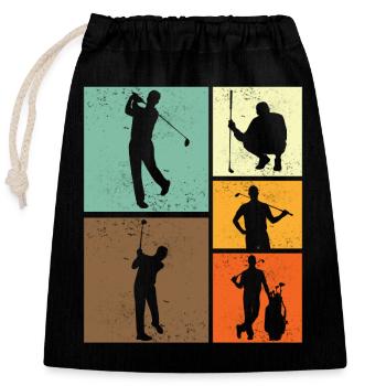 Amateur de golf Style rétro Vintage Golfeur Golf - Sac cadeau en coton avec cordon (25 x 30 cm) - noir - Devant