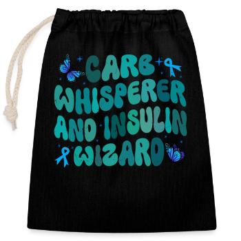 Carb Whisperer And Insulin Wizard - Verschließbarer Geschenkbeutel aus Baumwolle (25x30cm) - Schwarz - Vorne