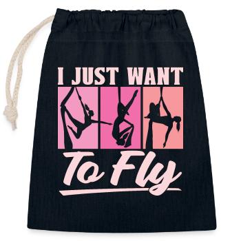 Aerialist I Just Want To Fly Air Yoga Aerialists - Verschließbarer Geschenkbeutel aus Baumwolle (25x30cm) - Navy - Vorne