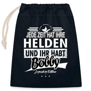Jede Zeit hat Ihre Helden ihr habt Bobby - Verschließbarer Geschenkbeutel aus Baumwolle (25x30cm) - Navy - Vorne