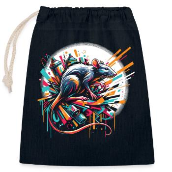 Street Art Rat: Graffiti Dynamics - Closable cotton gift bag (25x30cm) - navy - Front