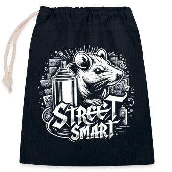 Urban Rat: Sprayer of Asphalt - Closable cotton gift bag (25x30cm) - navy - Front