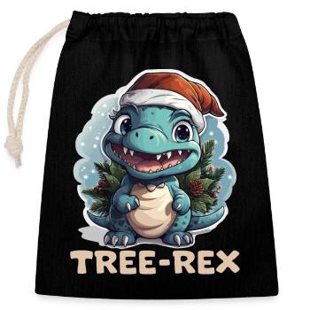 Mignon petit bébé dinosaure avec Dire Tree-Rex - Sac cadeau en coton avec cordon (25 x 30 cm) - noir - Devant