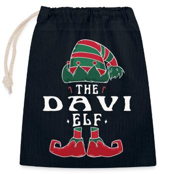 Davi Elf Familie Passende Gruppe Weihnachten Papa Mama - Verschließbarer Geschenkbeutel aus Baumwolle (25x30cm) - Navy - Vorne