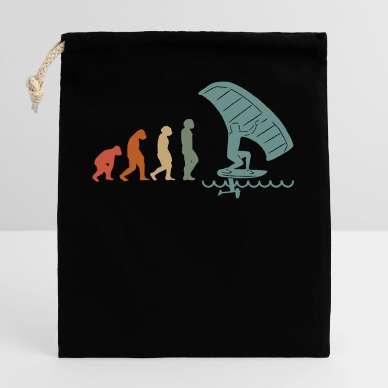 Wingfoil Surfer Wingfoiling Hydrofoil Evolution Sac cadeau en coton avec cordon (25 x 30 cm)