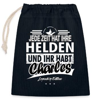 Jede Zeit hat Ihre Helden ihr habt Charles - Verschließbarer Geschenkbeutel aus Baumwolle (25x30cm) - Navy - Vorne