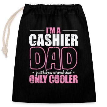 I'm a cool Cashier Dad Profession Salesman - Closable cotton gift bag (25x30cm) - black - Front
