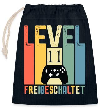 Level 11 ist freigeschaltet Geburtstag 11 Jahre - Verschließbarer Geschenkbeutel aus Baumwolle (25x30cm) - Navy - Vorne