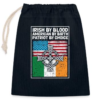 Irlandais par le sang Américain de naissance - Sac cadeau en coton avec cordon (25 x 30 cm) - bleu marine - Devant