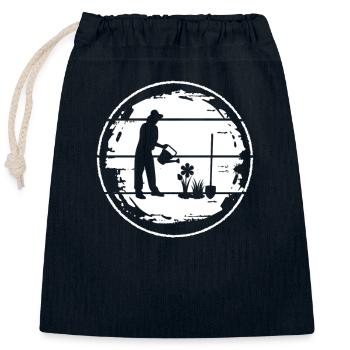 Jardinier, Agriculteur, Paysagiste, Plantes, Jardin - Sac cadeau en coton avec cordon (25 x 30 cm) - bleu marine - Devant