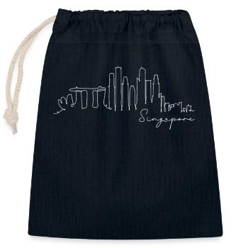 Singapore Skyline Silhouette Asia I Love Singapore - Closable cotton gift bag (25x30cm) - navy - Front