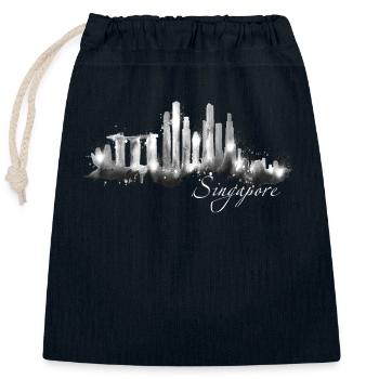 Singapore Skyline Silhouette Asia I Love Singapore - Closable cotton gift bag (25x30cm) - navy - Front