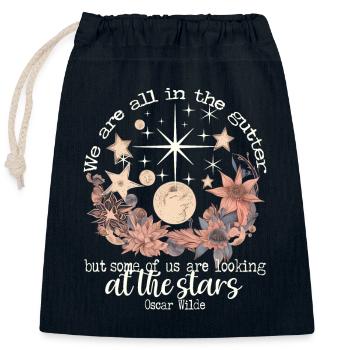 DESIGN DE CITATION D’ÉTOILES D’OSCAR WILDE EN IVOIRE - Sac cadeau en coton avec cordon (25 x 30 cm) - bleu marine - Devant