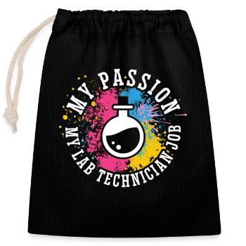 Technicien de laboratoire Ma passion Mon scientifique de laboratoire médical - Sac cadeau en coton avec cordon (25 x 30 cm) - noir - Devant