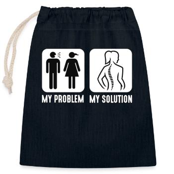 Chiropraticien Mon problème Ma solution Pictogramme Maman - Sac cadeau en coton avec cordon (25 x 30 cm) - bleu marine - Devant