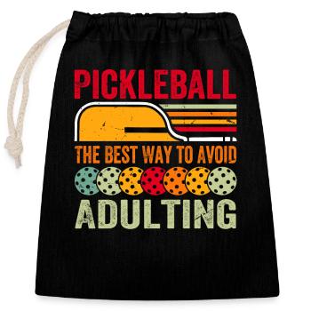 Pickleball - The Best Way To Avoid Adulting - Closable cotton gift bag (25x30cm) - black - Front