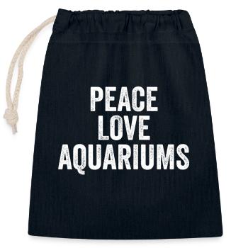 Peace Love Aquariums - Poissons d’eau douce Pet Love - Sac cadeau en coton avec cordon (25 x 30 cm) - bleu marine - Devant