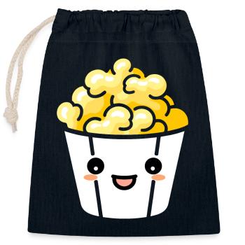 Humour pot de popcorn - Sac cadeau en coton avec cordon (25 x 30 cm) - bleu marine - Devant