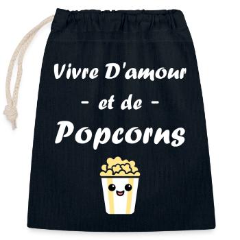 Humour pot de popcorn - Sac cadeau en coton avec cordon (25 x 30 cm) - bleu marine - Devant