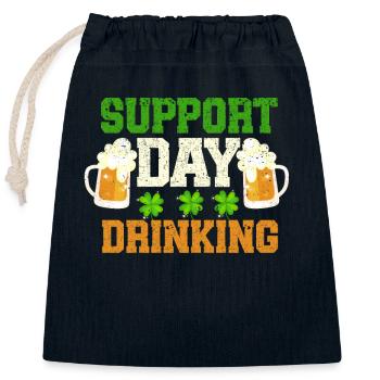 Support Day Drinking Irish Shamrock Funny - Closable cotton gift bag (25x30cm) - navy - Front