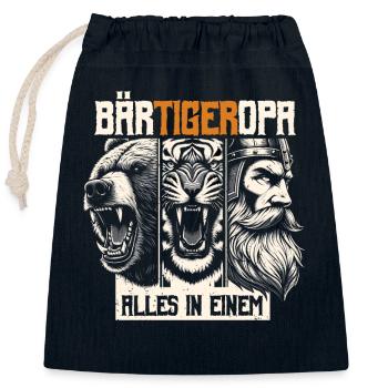 Grand-père barbu ours tigre grand-père cadeau barbe barbe porteur de barbe - Sac cadeau en coton avec cordon (25 x 30 cm) - bleu marine - Devant