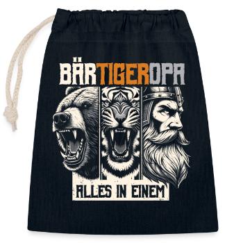 Grand-père barbu ours tigre grand-père cadeau barbe barbe porteur de barbe - Sac cadeau en coton avec cordon (25 x 30 cm) - bleu marine - Devant