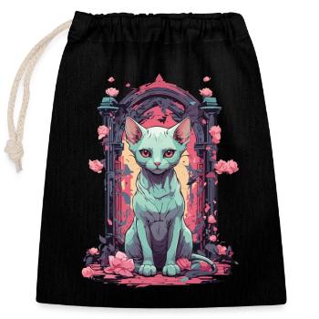 Goth Pastel Sphynx Katze Mystisch und Niedlich - Verschließbarer Geschenkbeutel aus Baumwolle (25x30cm) - Schwarz - Vorne