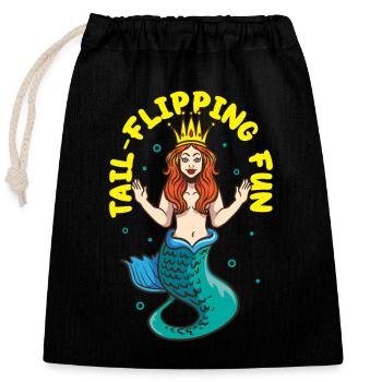 Sirène Reine, Mer, Royal, Océan, Monarque - Sac cadeau en coton avec cordon (25 x 30 cm) - noir - Devant