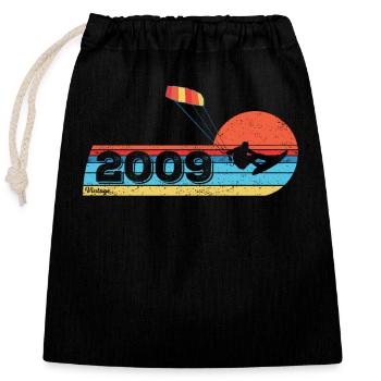 Kitesurfing Birthday Born in 2009 - Closable cotton gift bag (25x30cm) - black - Front