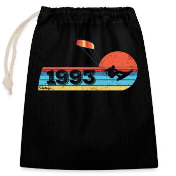 Kitesurf Anniversaire Né en 1993 - Sac cadeau en coton avec cordon (25 x 30 cm) - noir - Devant
