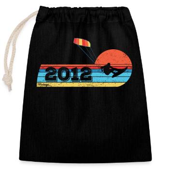 Kitesurf Anniversaire Millésime 2012 Né - Sac cadeau en coton avec cordon (25 x 30 cm) - noir - Devant