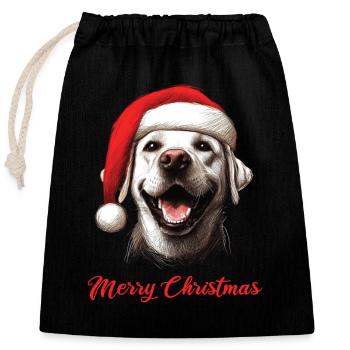 Merry Christmas - Labbi Labrador Weihnachten - Verschließbarer Geschenkbeutel aus Baumwolle (25x30cm) - Schwarz - Vorne