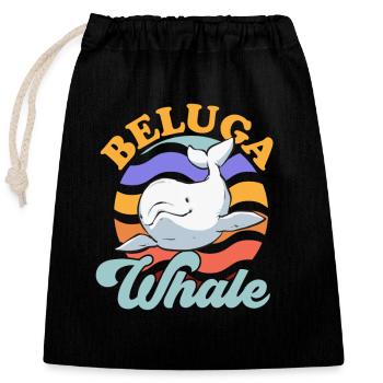Baleine blanche Béluga - Sac cadeau en coton avec cordon (25 x 30 cm) - noir - Devant