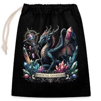 Gardien mystique du dragon - Sac cadeau en coton avec cordon (25 x 30 cm) - noir - Devant