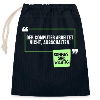 Lustiger Komma Satzzeichen Spruch Deutschlehrer - Verschließbarer Geschenkbeutel aus Baumwolle (25x30cm) - Navy - Vorne