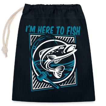 Je suis ici pour pêcher, pêcheur au fil, pêcheur en haute mer, pêcheur à la ligne - Sac cadeau en coton avec cordon (25 x 30 cm) - bleu marine - Devant