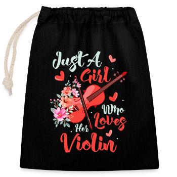 Just A Girl Who Loves Her Violin Orchestra Violini - Verschließbarer Geschenkbeutel aus Baumwolle (25x30cm) - Schwarz - Vorne