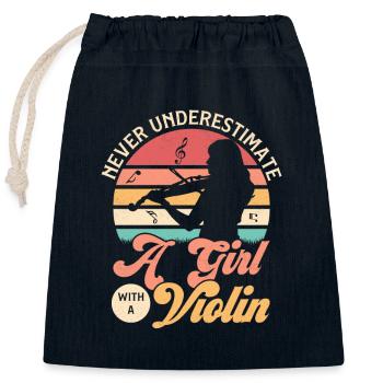Never Underestimate A Girl With A Violin Orchestra - Verschließbarer Geschenkbeutel aus Baumwolle (25x30cm) - Navy - Vorne