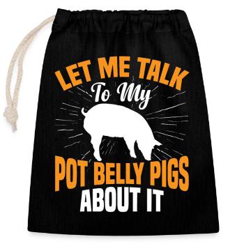 Pot Belly Pig Harnais et laisse Pot Belly Pig - Sac cadeau en coton avec cordon (25 x 30 cm) - noir - Devant