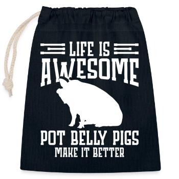 Pot Belly Pig Harnais et laisse Pot Belly Pig - Sac cadeau en coton avec cordon (25 x 30 cm) - bleu marine - Devant