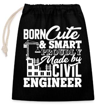Civil Engineer Proudly Made by Civil Engineer - Closable cotton gift bag (25x30cm) - black - Front