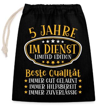 5 Jahre im Dienst 5 Jähriges Dienstjubiläum - Verschließbarer Geschenkbeutel aus Baumwolle (25x30cm) - Schwarz - Vorne